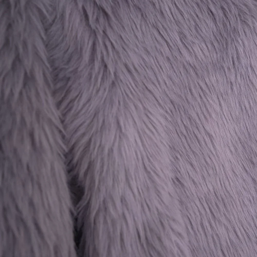 Light Purple Crew Neckline Fur Jacket - Picture 4 of 4